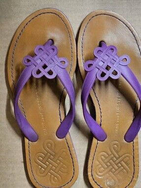 Diane Von Furstenberg Hot Purple Love Knot Leather Jelly Flip Flop Sandals 7